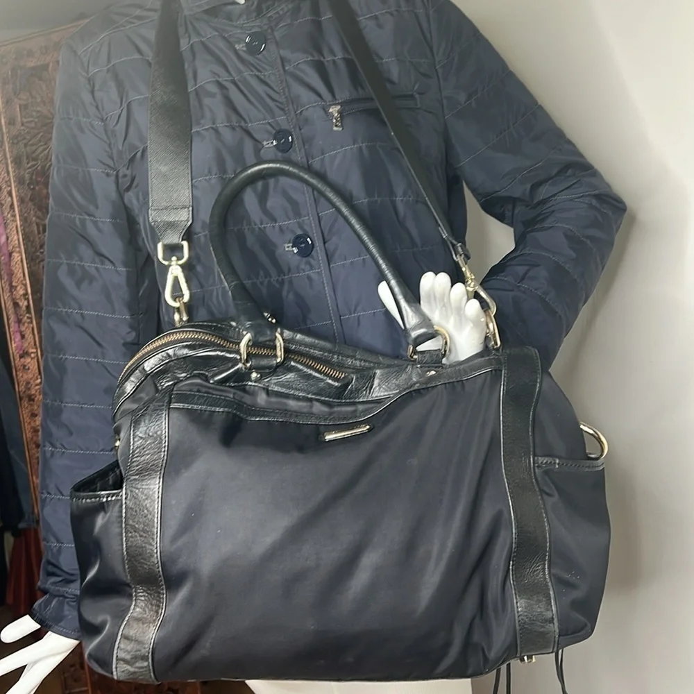Rebecca Minkoff Knocked Up Diaper Bag Black Nylon & Leather